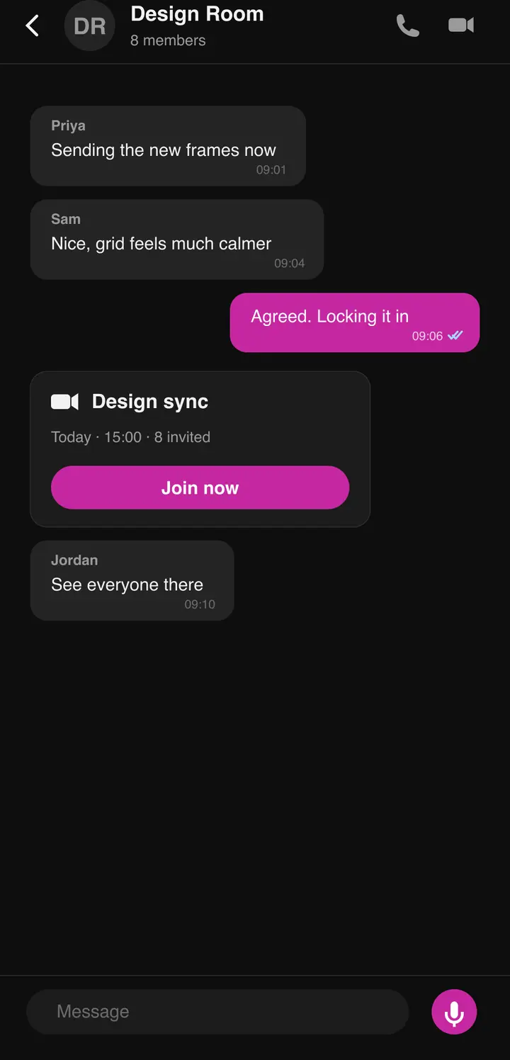 A Bluetune group chat conversation