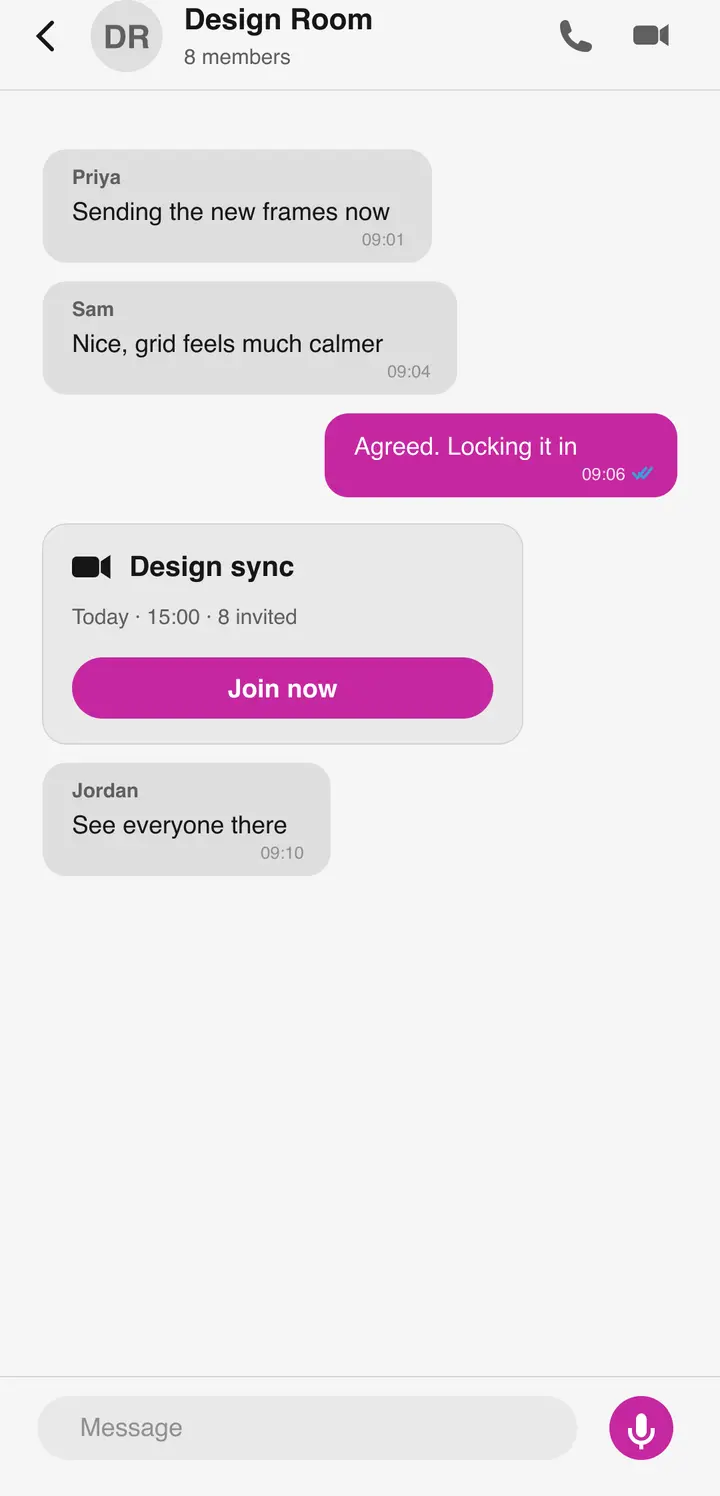 A Bluetune group chat conversation